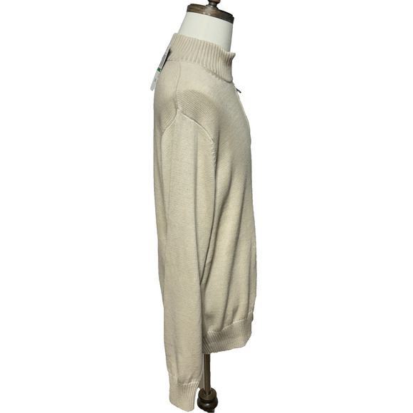 Spring + Mercer Sweater Mens Large Beige Tan 1/4 Zip Pullover Mock Neck NWT - Picture 7 of 10
